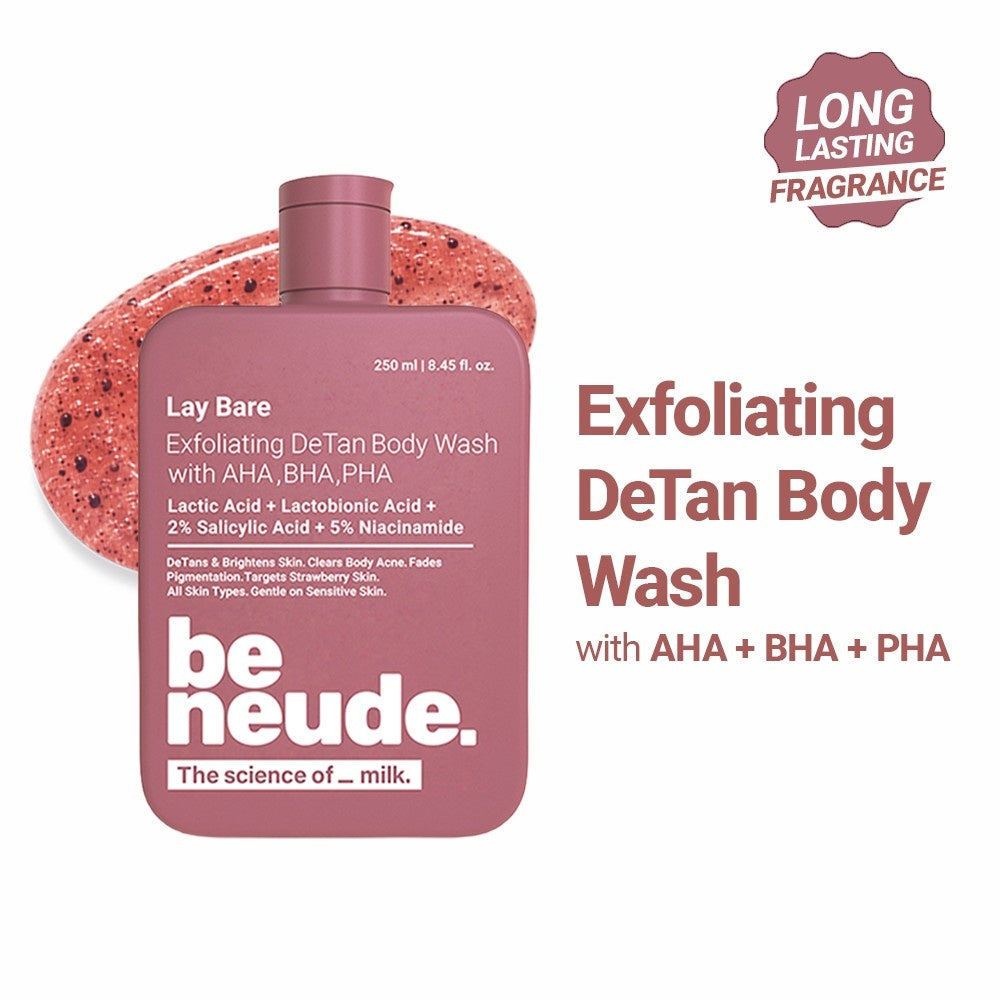Lay Bare Exfoliating Milk DeTan Body Wash with AHA, BHA & PHA