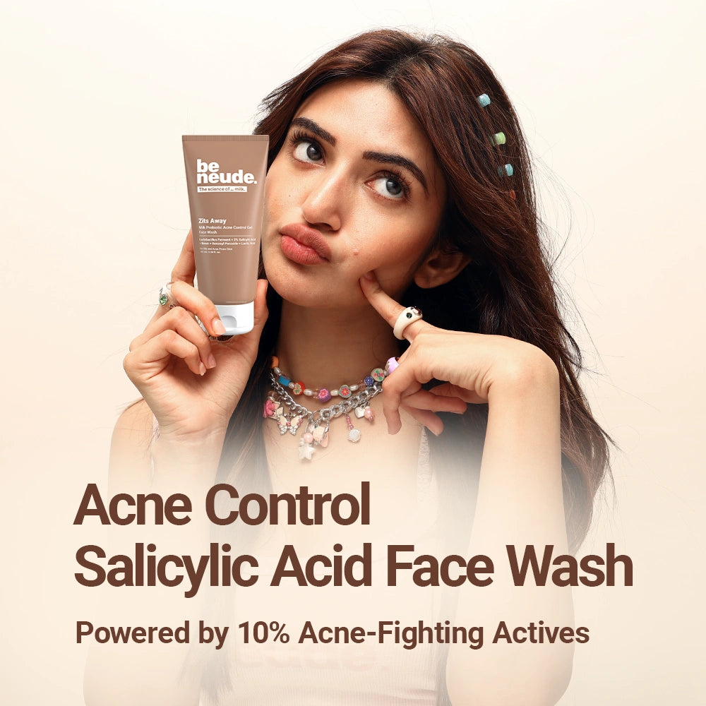 Zits Away Acne Control Gel Face Wash with 2% Salicylic Acid, Neem & Benzoyl Peroxide