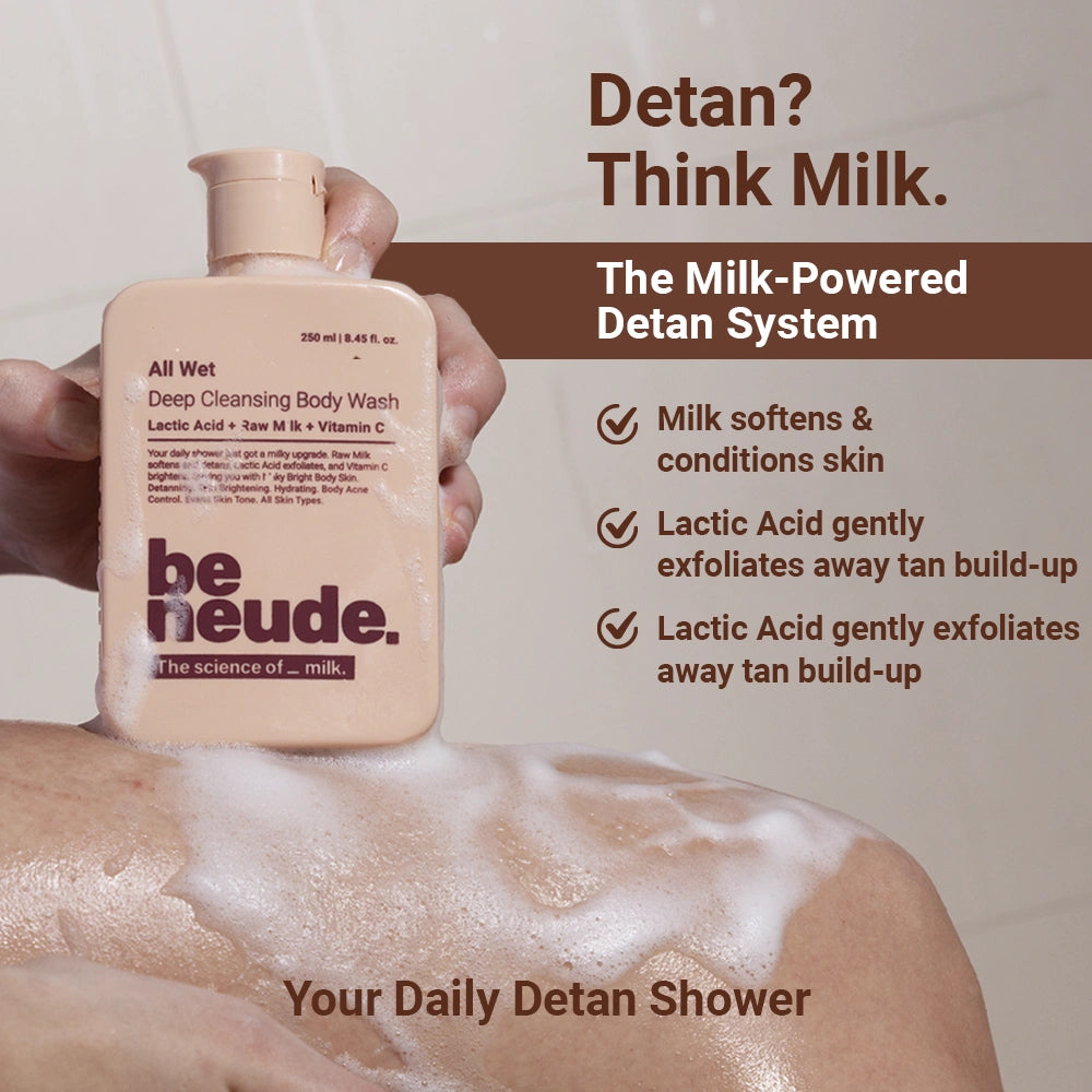 All Wet Daily Body Wash for Deep Cleansing & Detanning | Milk, Lactic Acid, Vitamin C