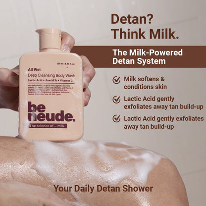 All Wet Daily Body Wash for Deep Cleansing & Detanning | Milk, Lactic Acid, Vitamin C