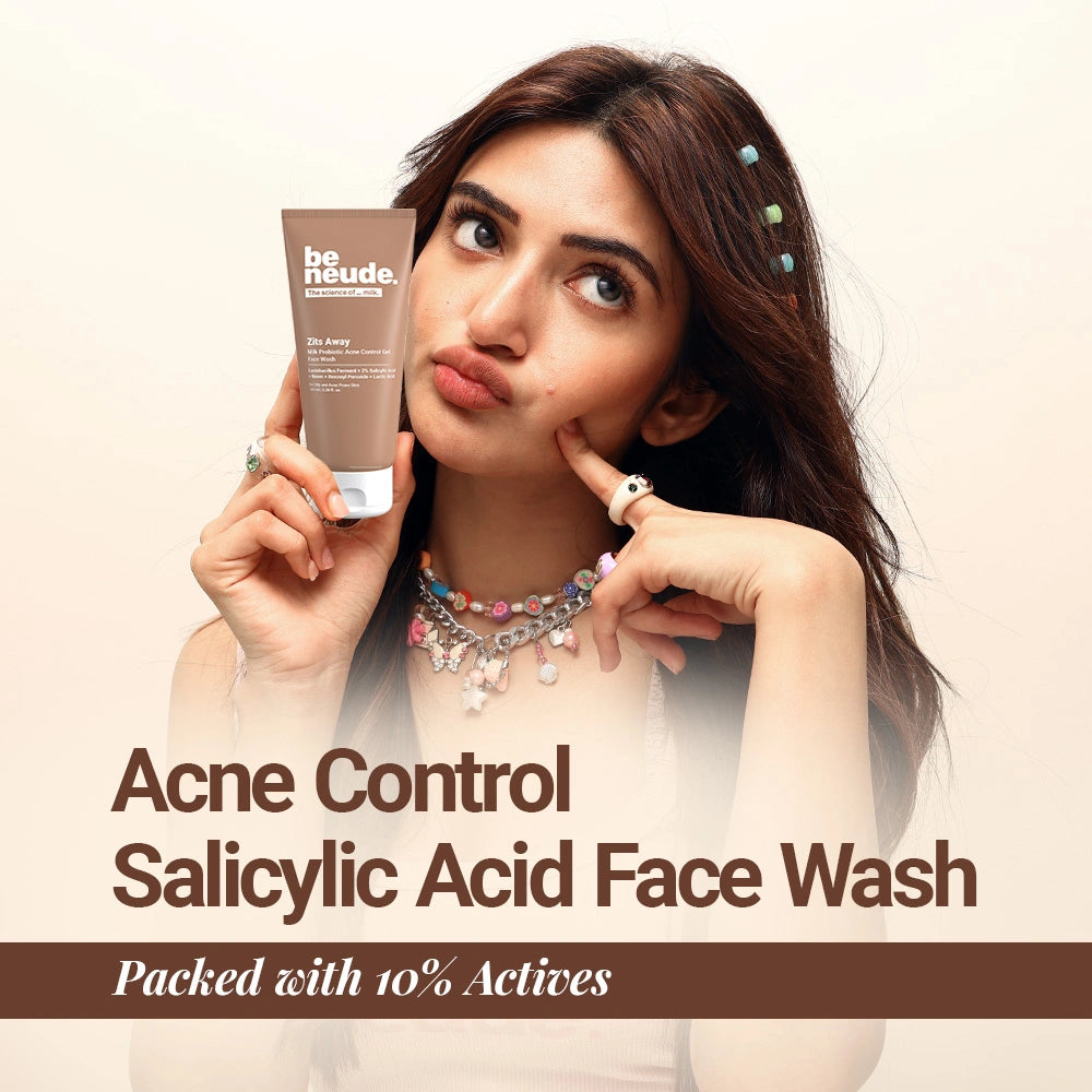 Zits Away Acne Control Gel Face Wash with 2% Salicylic Acid, Neem & Benzoyl Peroxide