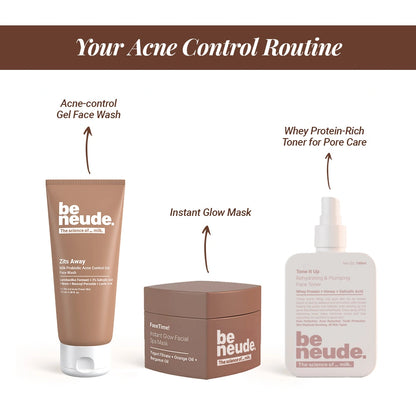 Zits Away Acne Control Gel Face Wash with 2% Salicylic Acid, Neem & Benzoyl Peroxide