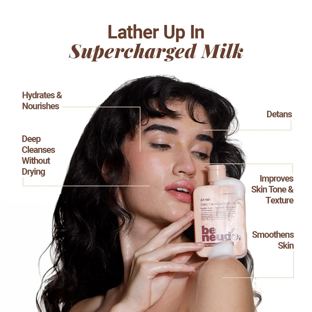 All Wet Daily Body Wash for Deep Cleansing & Detanning | Milk, Lactic Acid, Vitamin C