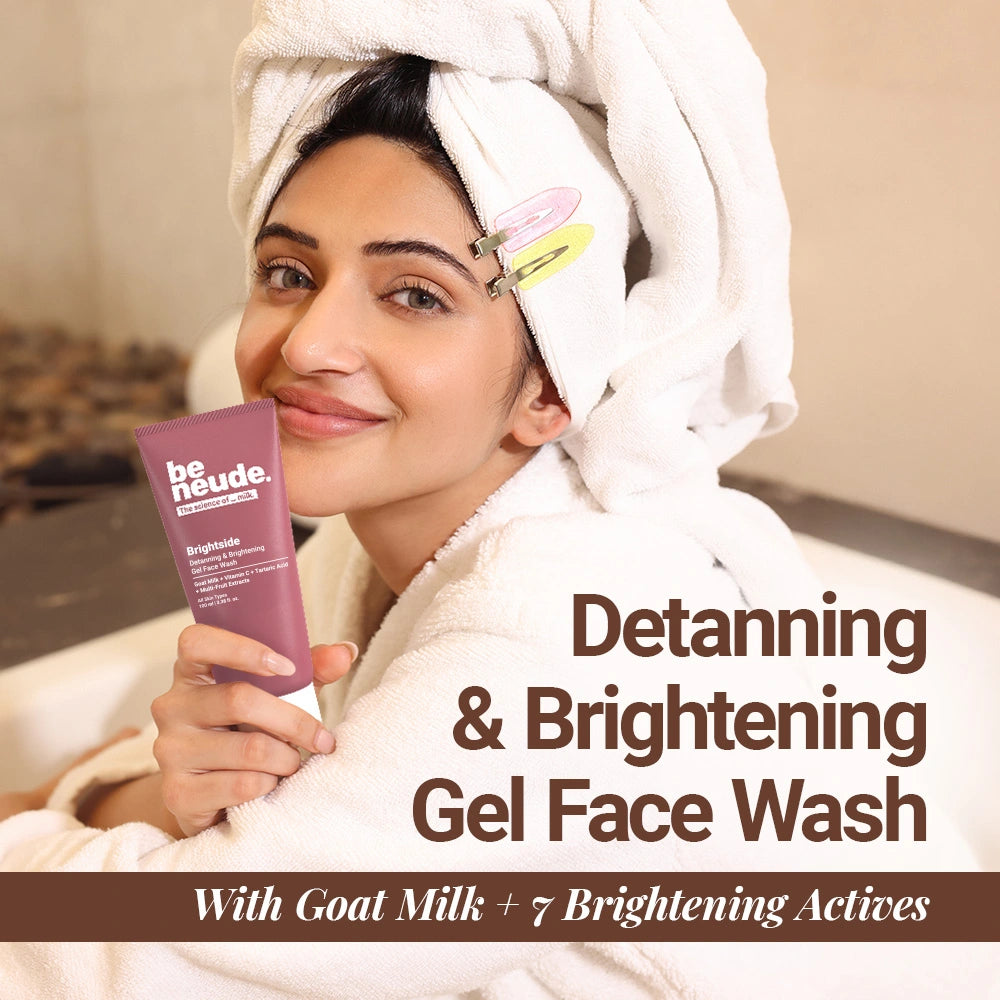 Brightside - Skin Brightening and Detanning Gel Face Wash with Goat Milk, Vitamin C & Tartaric Acid