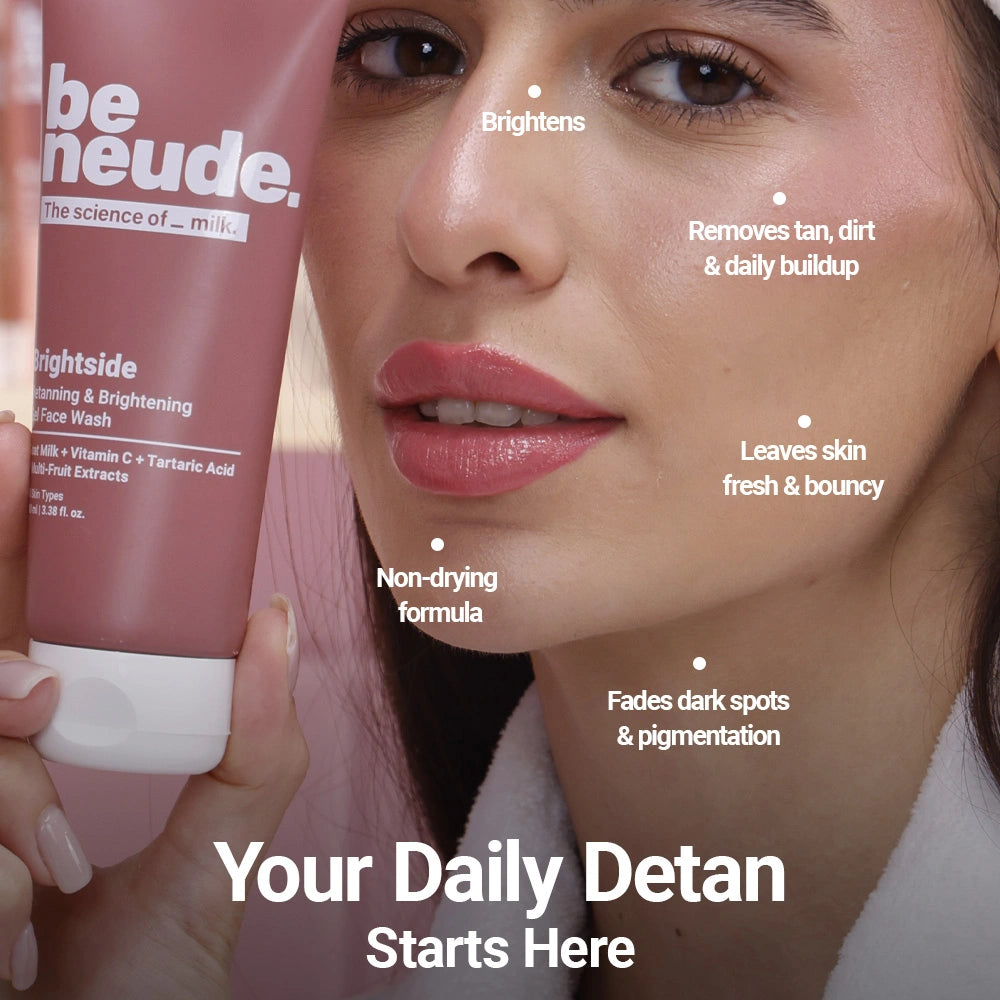 Brightside - Skin Brightening and Detanning Gel Face Wash with Goat Milk, Vitamin C & Tartaric Acid