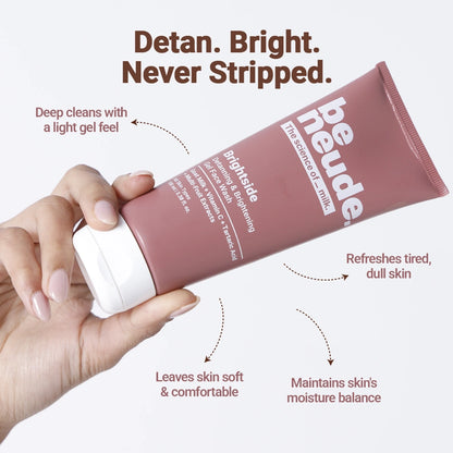 Brightside - Skin Brightening and Detanning Gel Face Wash with Goat Milk, Vitamin C & Tartaric Acid