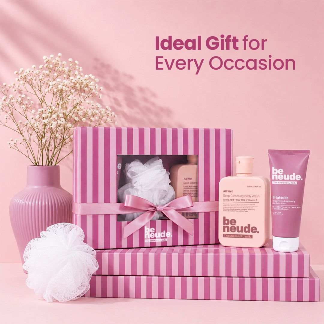 Cleanse & Shower Gift Set: DeTan Body Wash, Brightening Face Wash, Luxury Loofah