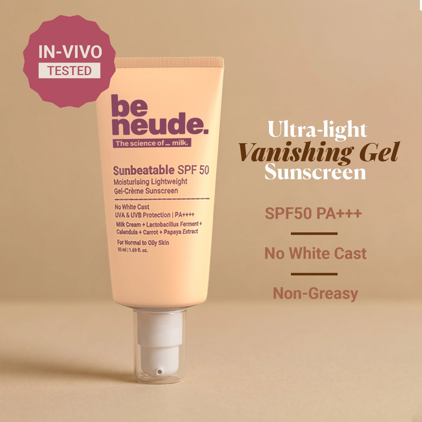 In-Vivo Tested Sunbeatable SPF50+ Ultra Lightweight, Gel Crème Sunscreen