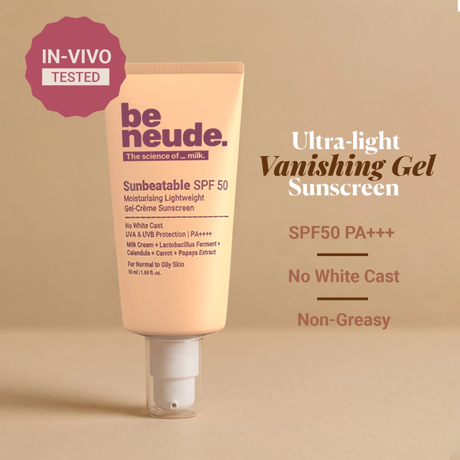In-Vivo Tested Sunbeatable SPF50+ Ultra Lightweight, Gel Crème Sunscreen