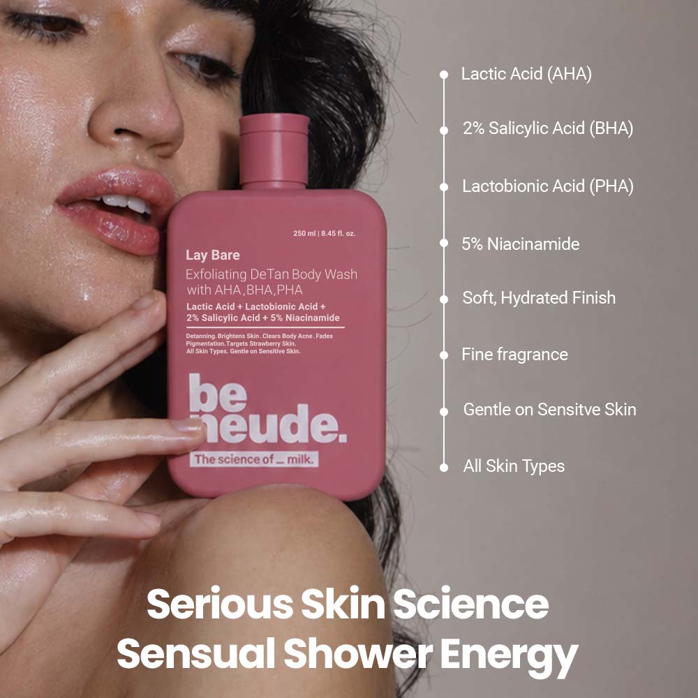 Lay Bare Exfoliating Milk DeTan Body Wash with AHA, BHA & PHA