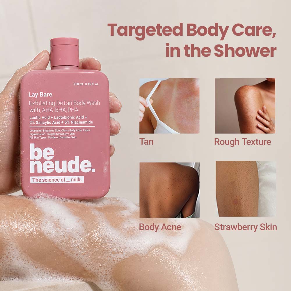 Lay Bare Exfoliating Milk DeTan Body Wash with AHA, BHA & PHA