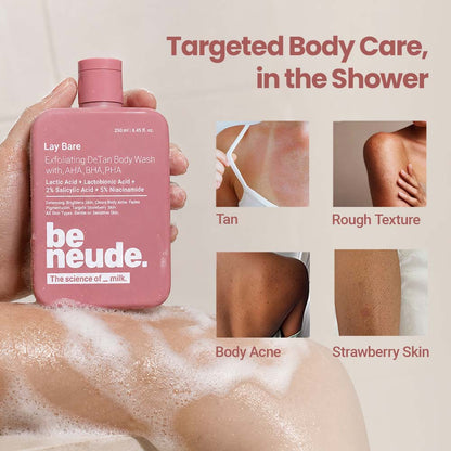 Lay Bare Exfoliating Milk DeTan Body Wash with AHA, BHA & PHA