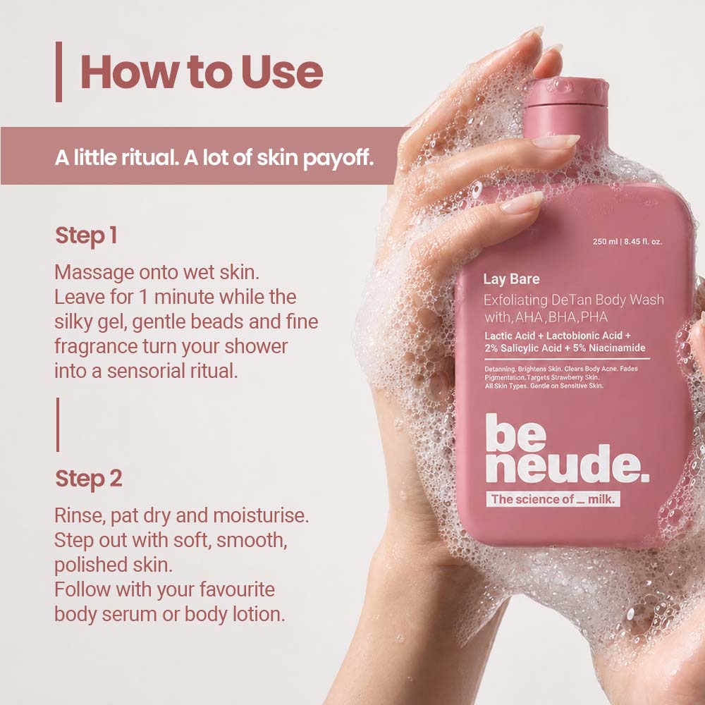 Lay Bare Exfoliating Milk DeTan Body Wash with AHA, BHA & PHA